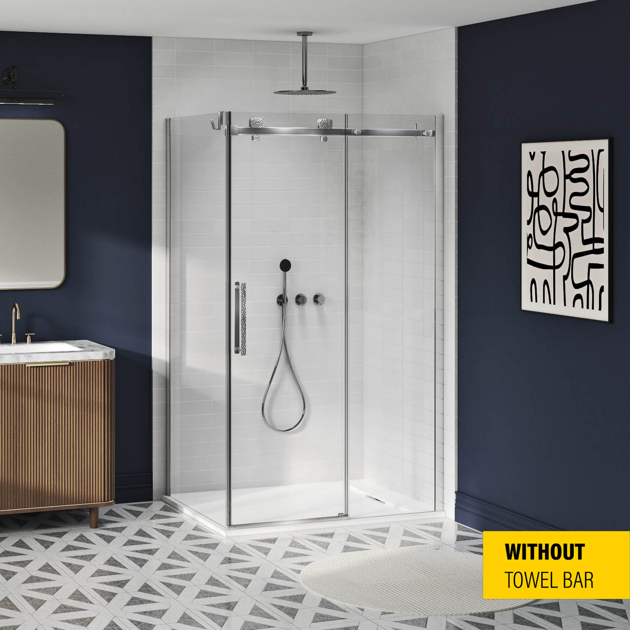 Shower base 48 x 36, in a corner, wall on the right side, in